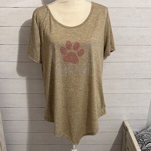 SJS Taupe Short Sleeve "Dog Mom" Tee with Pink Paw